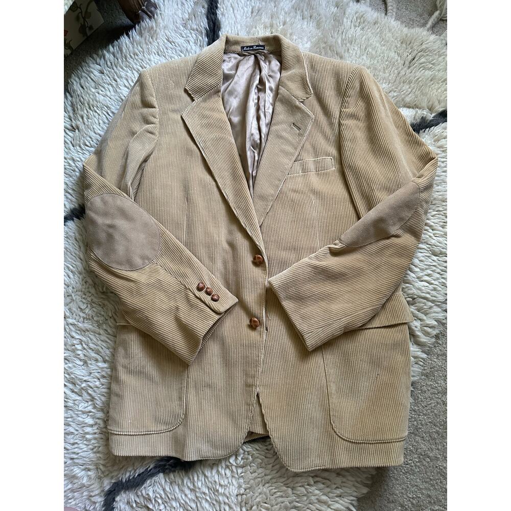 Vintage Hammonton Park Curdoroy Sports Jacket suede elbow patches leather button